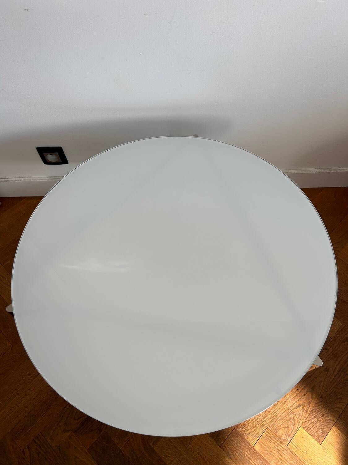 IKEA white glass coffee table by Ehlen Johansson, 1980s