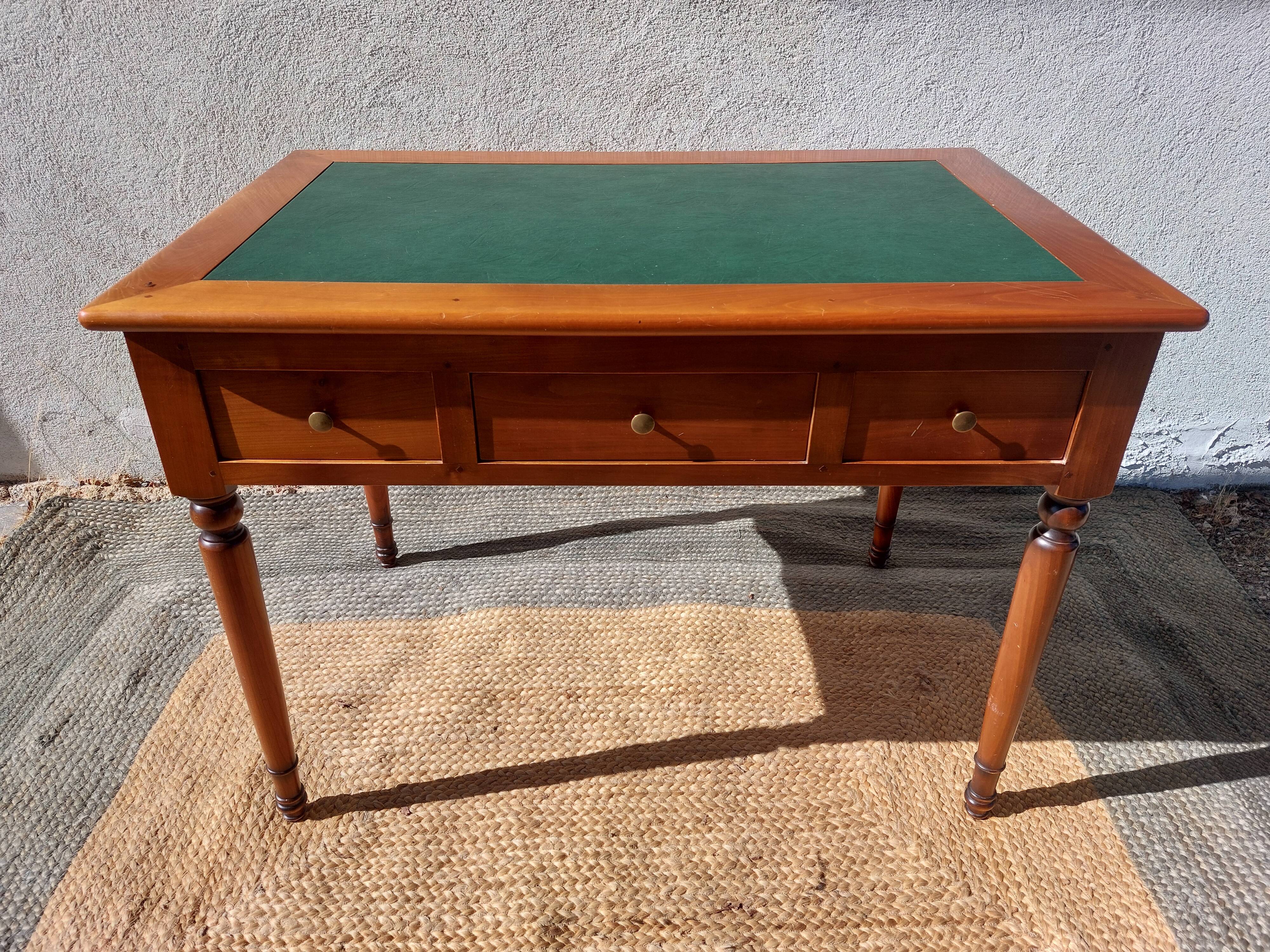 Desk, green leather top