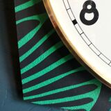 Vintage formica silent wall clock "Beroz ochre green"