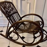 Bamboo and rattan rocking chair