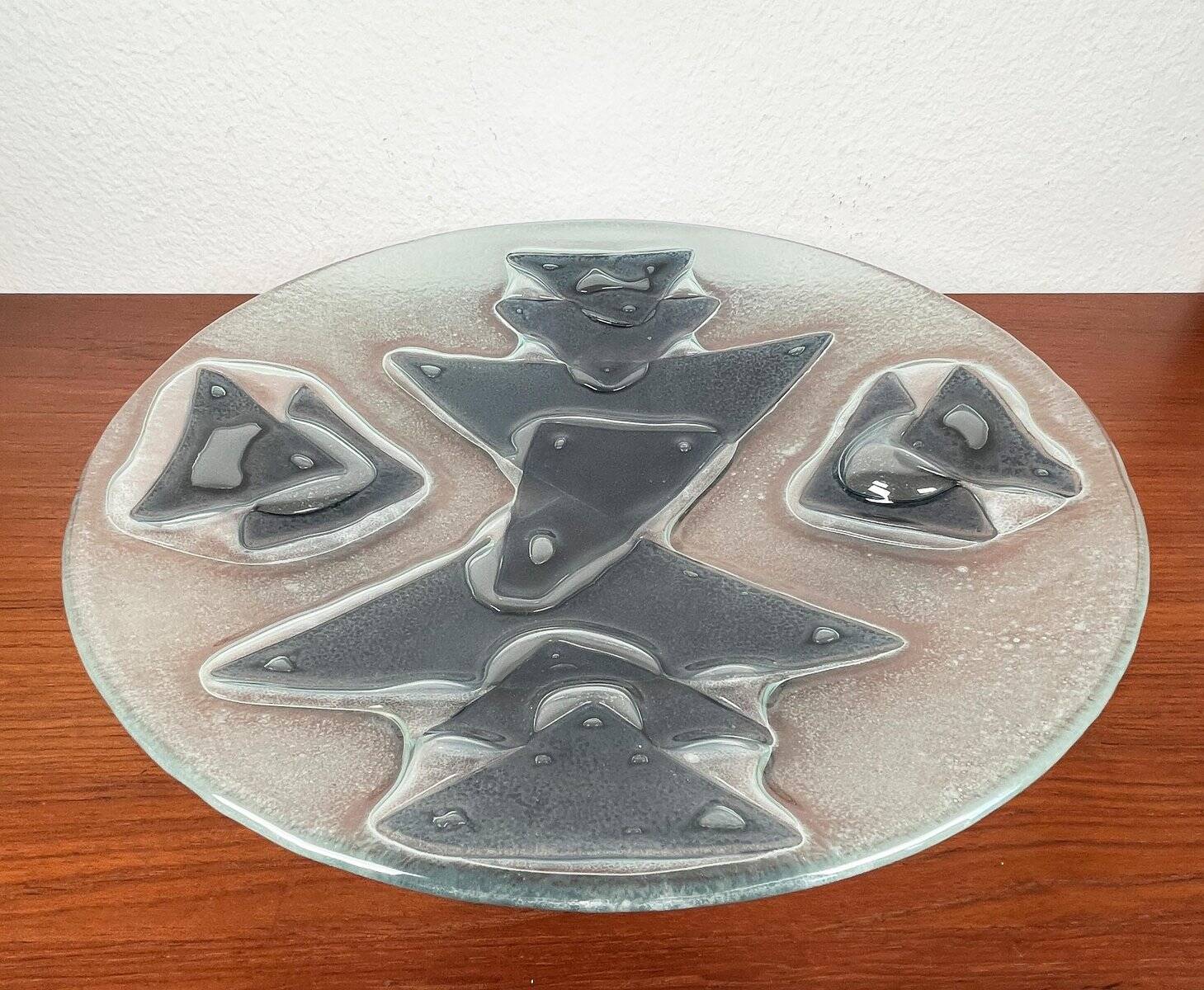 Large glass art bowl from mid-century Danish design, 1960s.