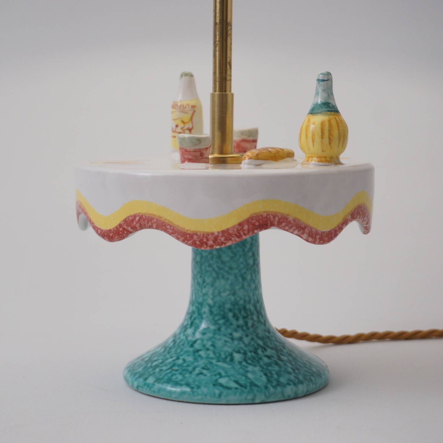 Vintage Florentine ceramic table lamp from the 1950s by MAF, Italian.