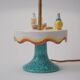 Vintage Florentine ceramic table lamp from the 1950s by MAF, Italian.