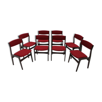 1960s Set of 8 Palisander Dining Chairs, Denmark