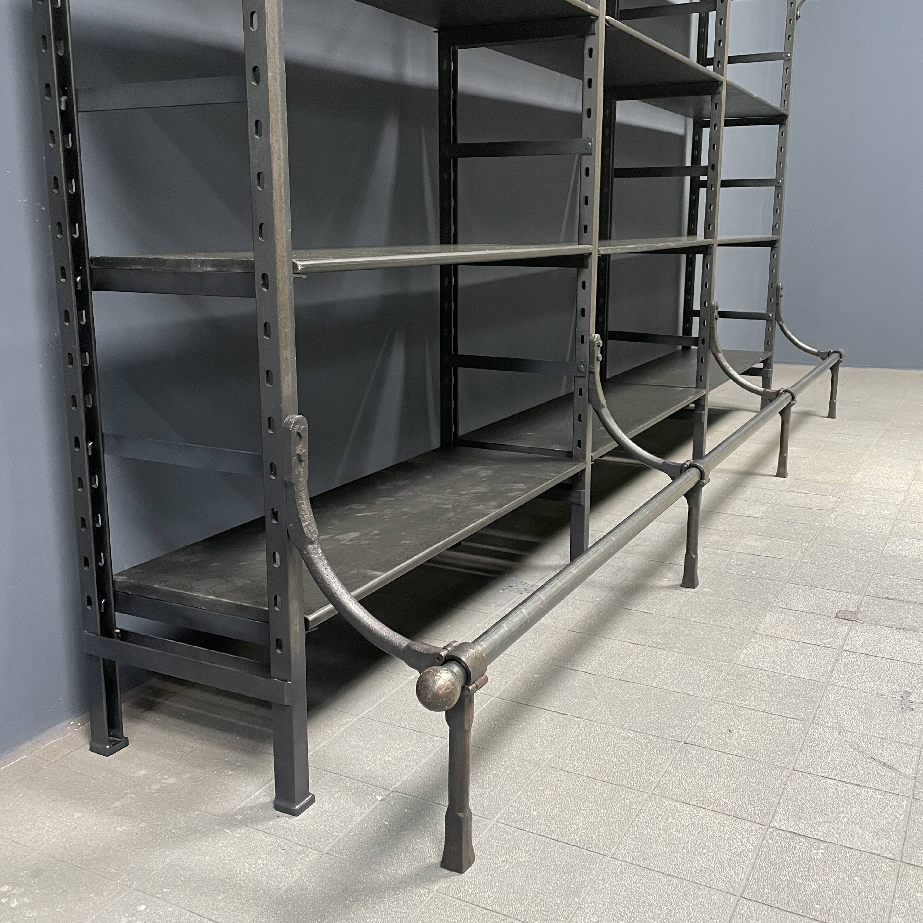 Industrial Iron Library Wall Shelving Cabinet