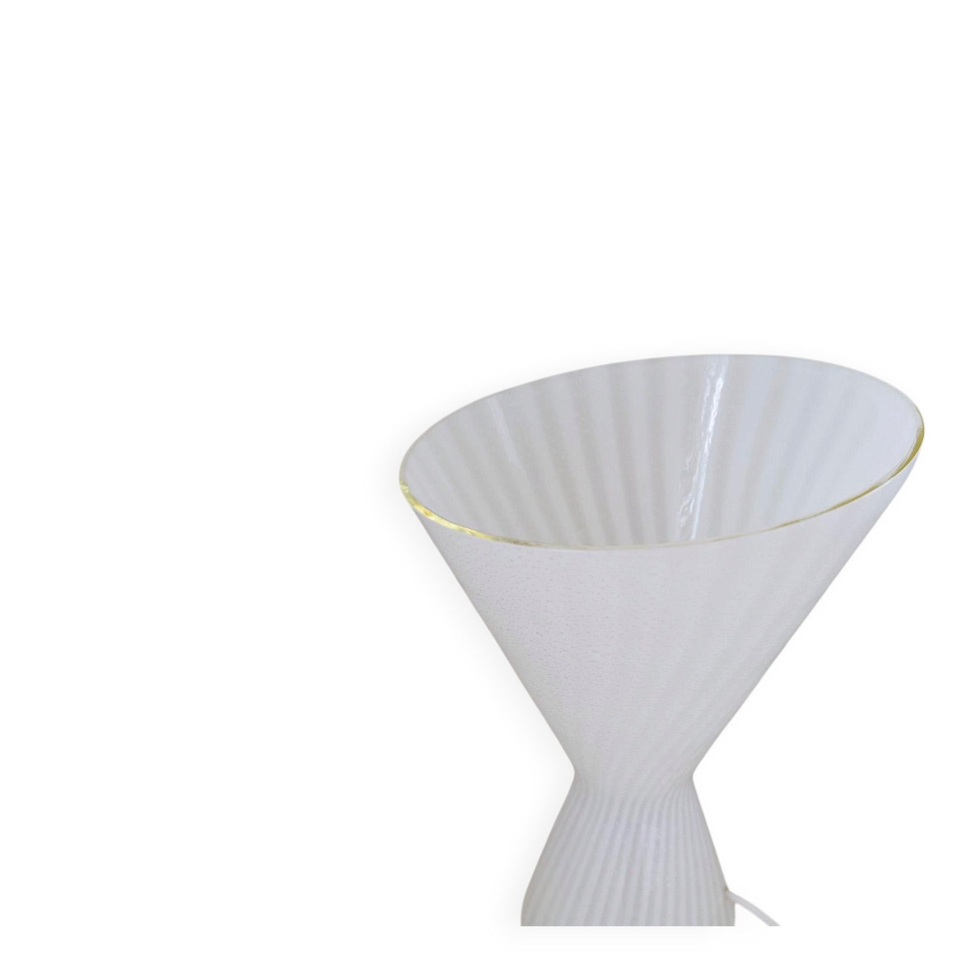 Pair of large classic white Murano table lamps from Italy, 1970s.