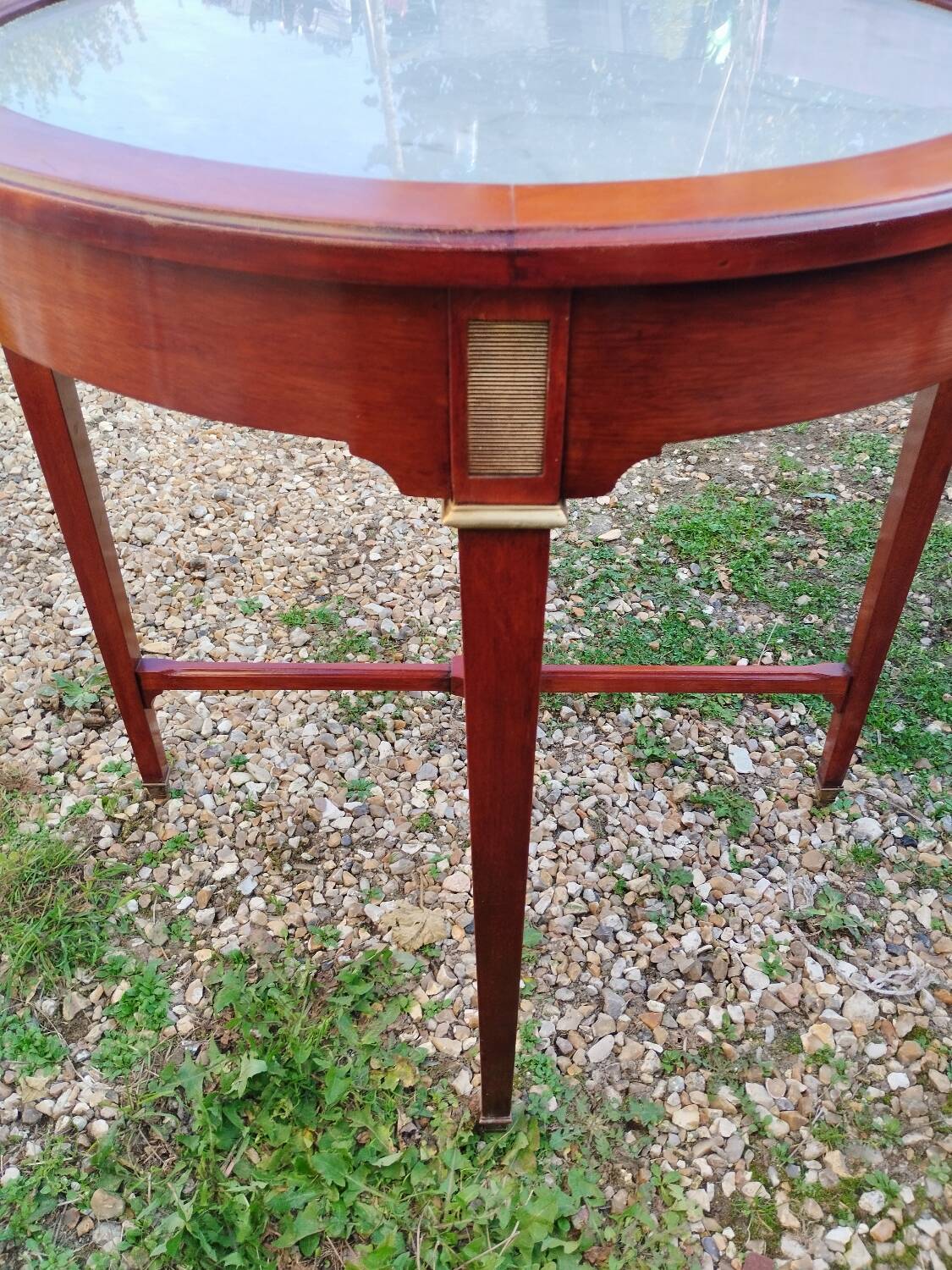 Antique Louis XVI style bouillotte table with marble top