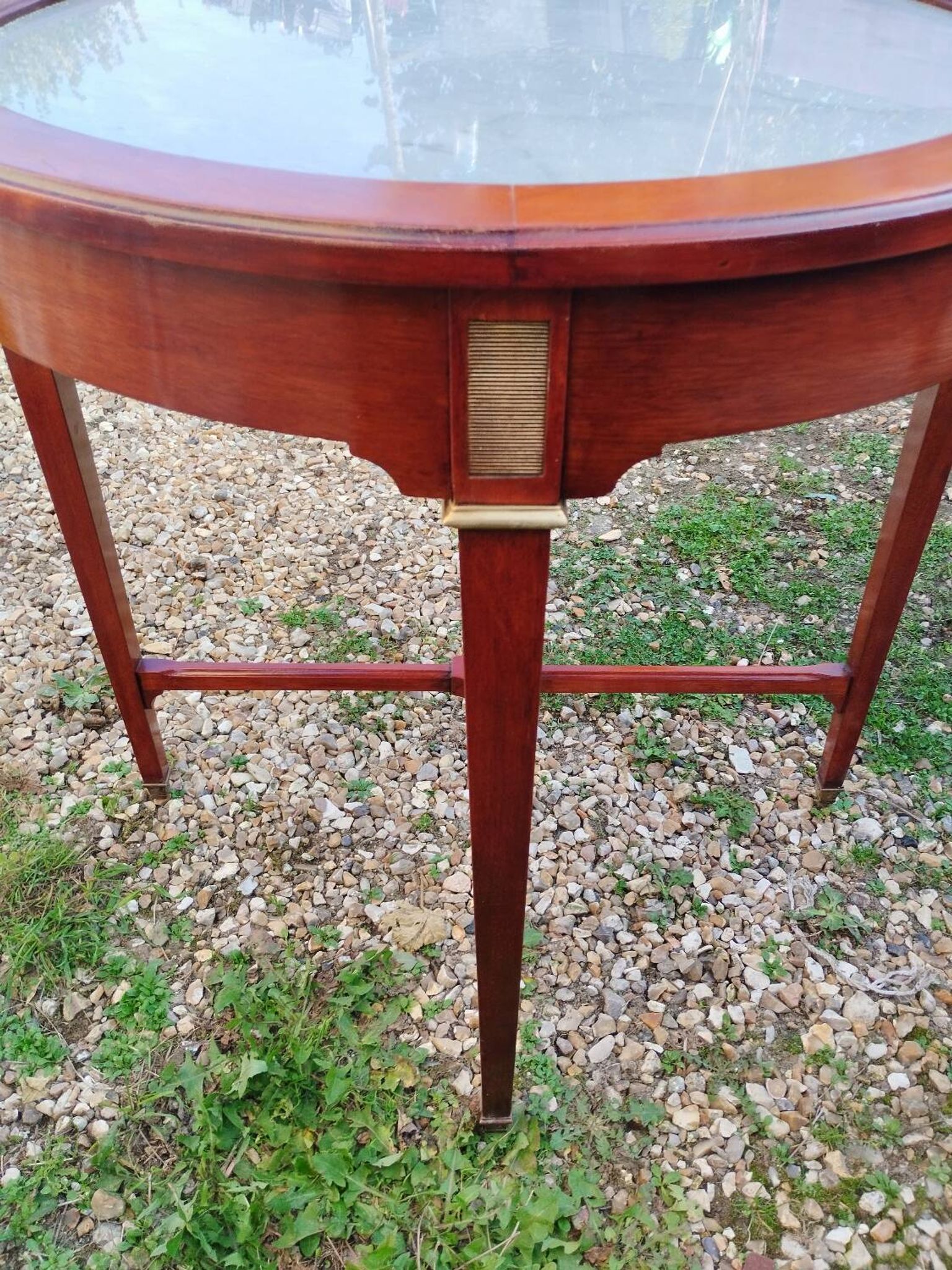 Table bouillotte ancienne style louis xvi avec plateau marbre