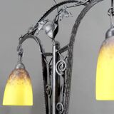 Important Double-Headed Lamp, Wrought Iron by Schneider, France, c. 1920