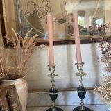 Pair of marble and brass candlesticks circa 1860