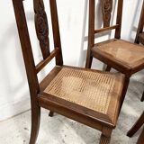 Art Deco table and six chairs in solid walnut, 20th century.
