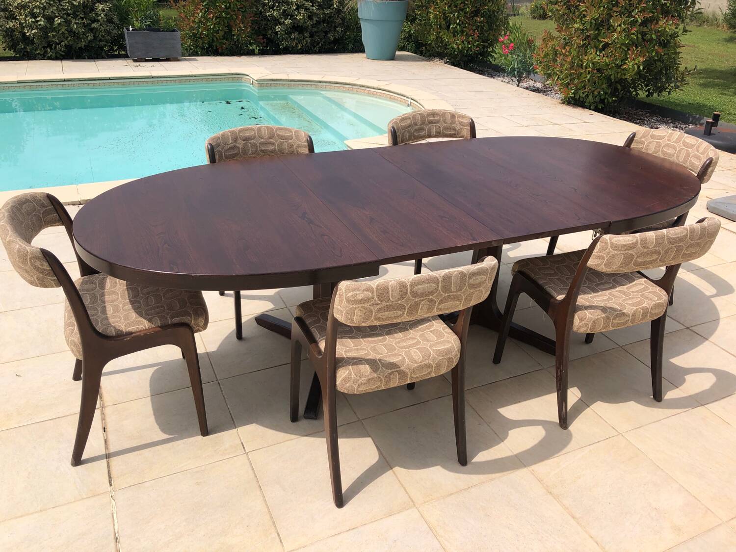 Baumann dining table and 6 gondola chairs set