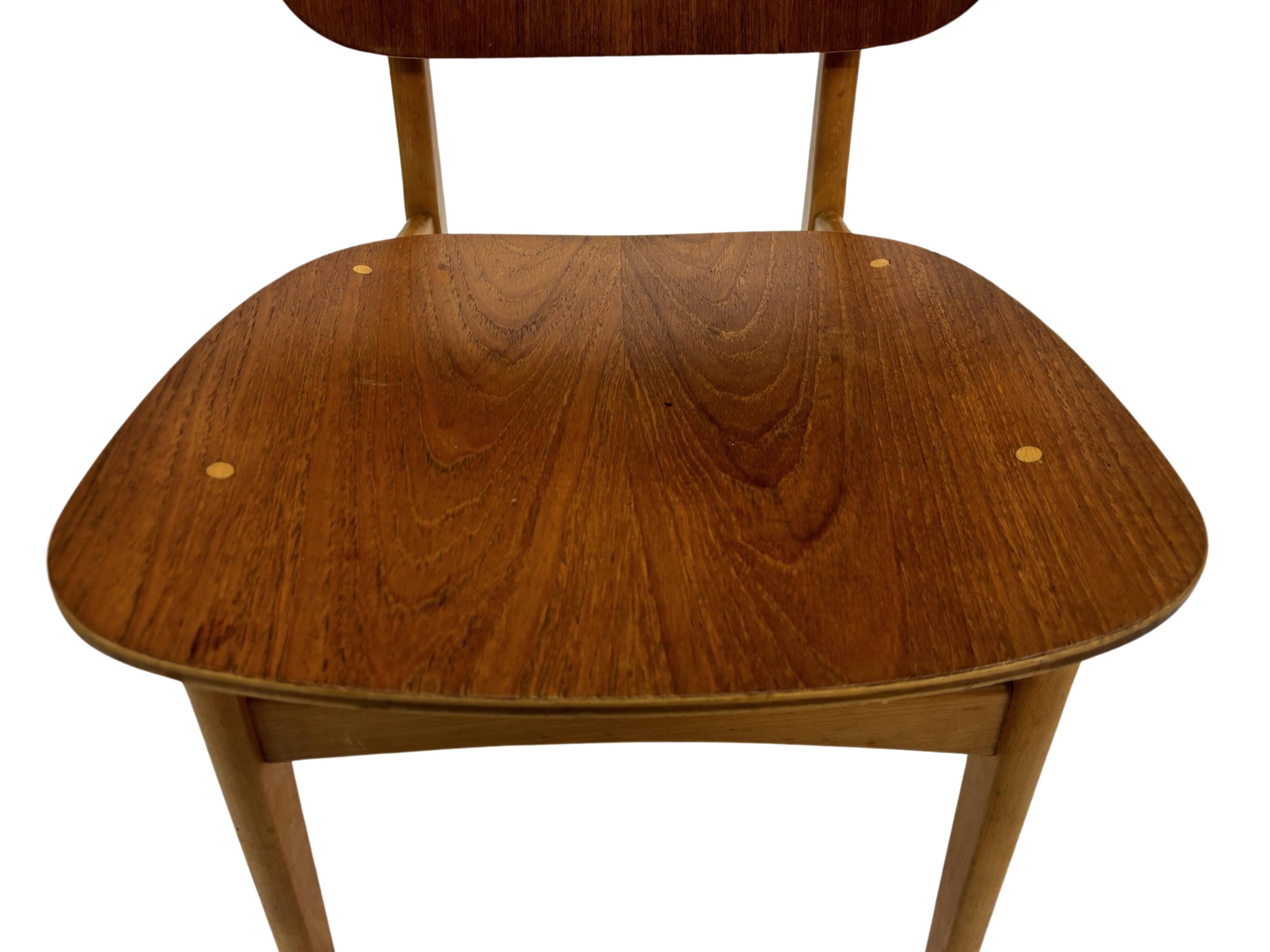 Vintage dining room chair Scandinavian 1960s plywood and teak design