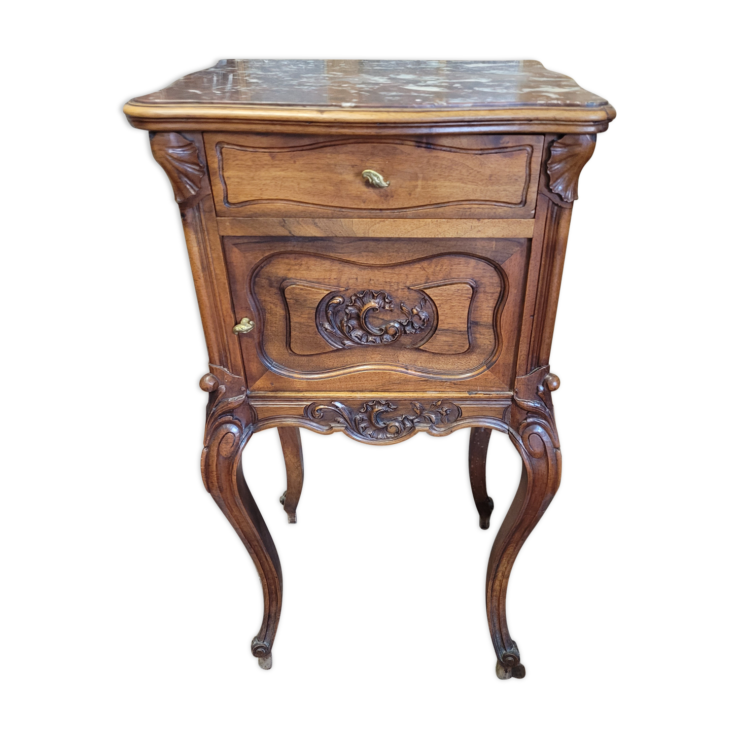 Louis XV bedside table in solid walnut