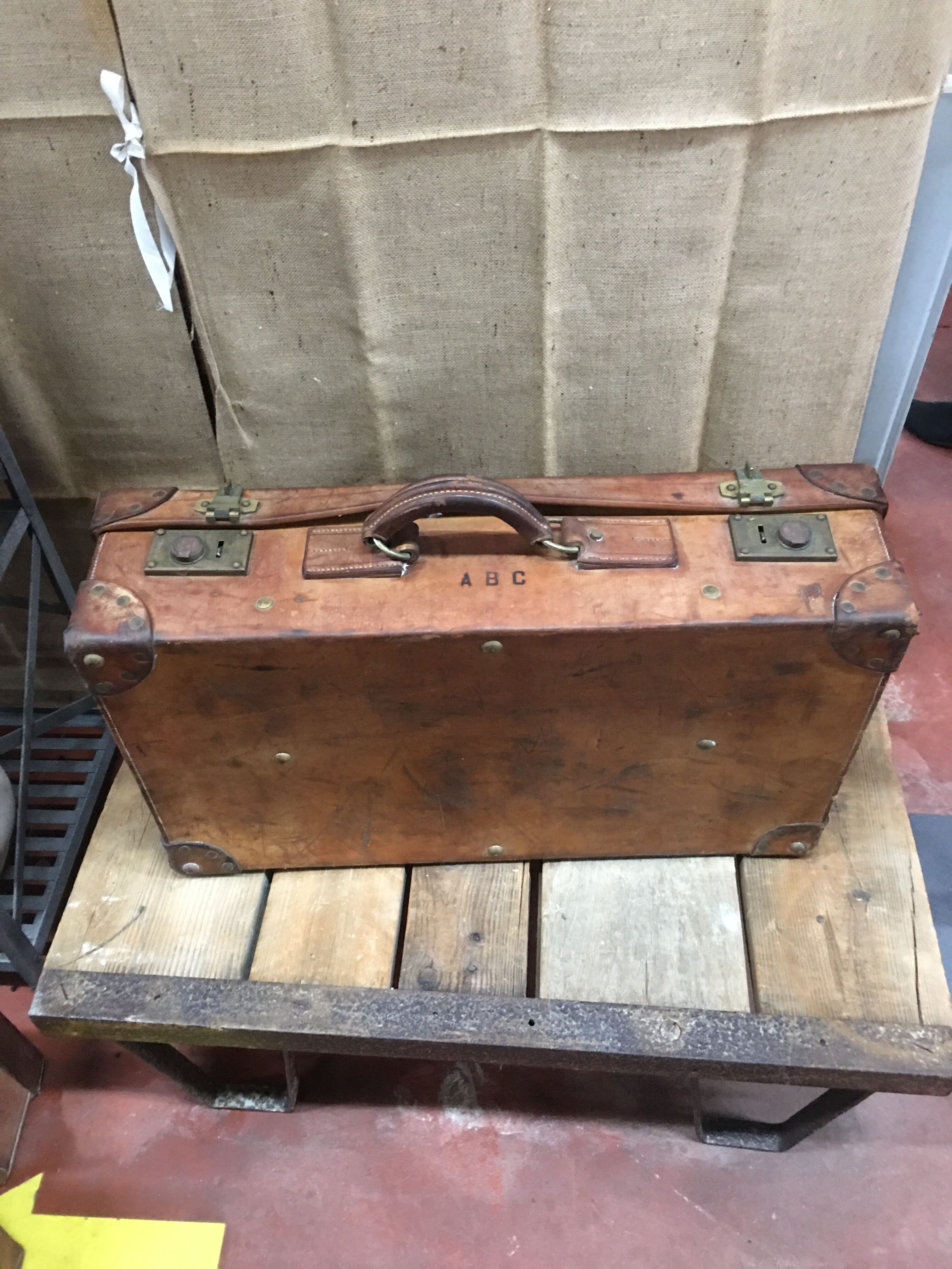 Lot of leather suitcases