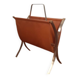Camel leather and brass magazine holder
