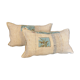 Pair of kilim-style antique canvas cushions woven, patched and hand-embroidered, and vintage fabric