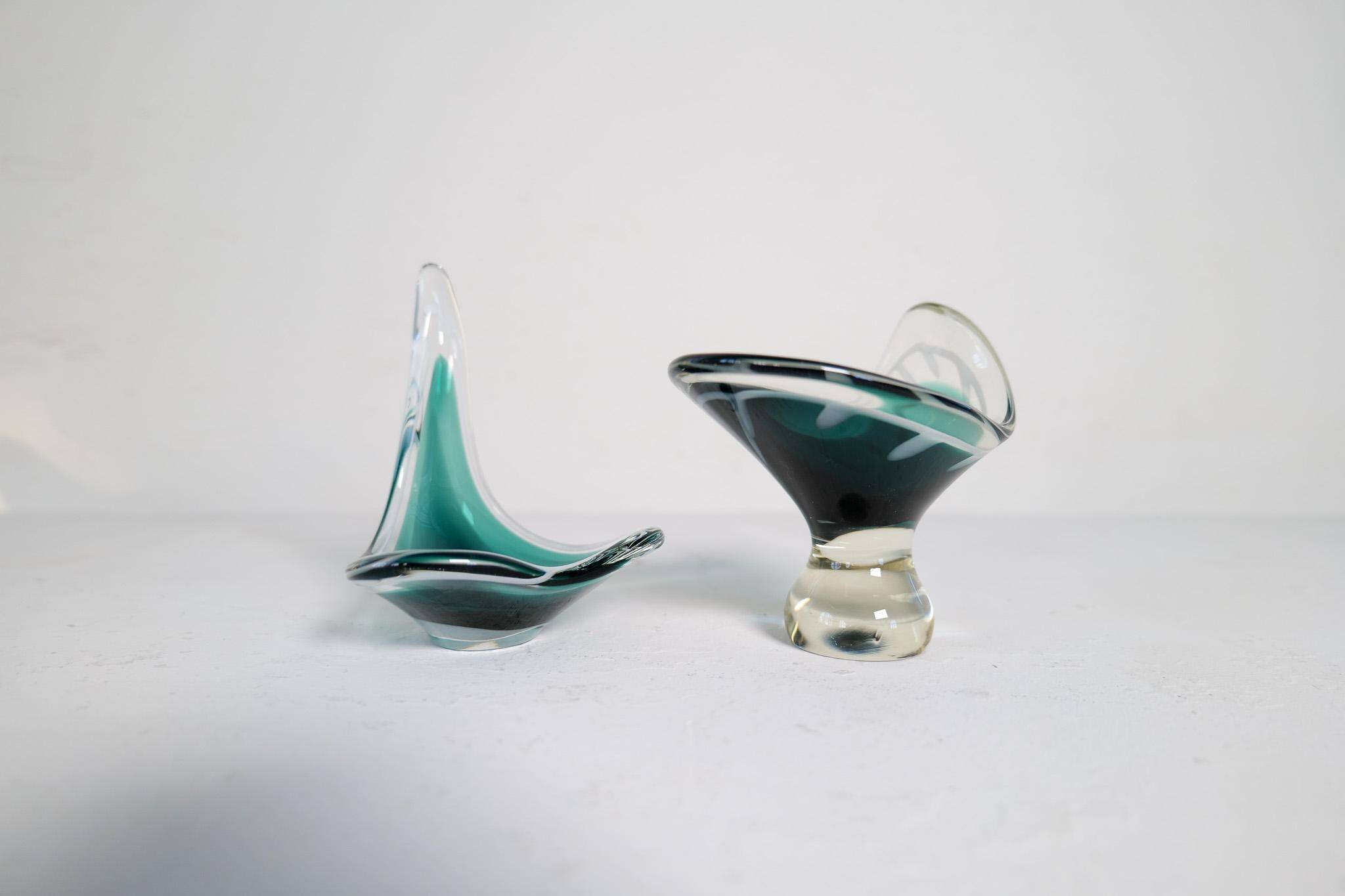 Set of 6 pieces of modern mid-century art glass "Shell", Flygfors Sweden 1955