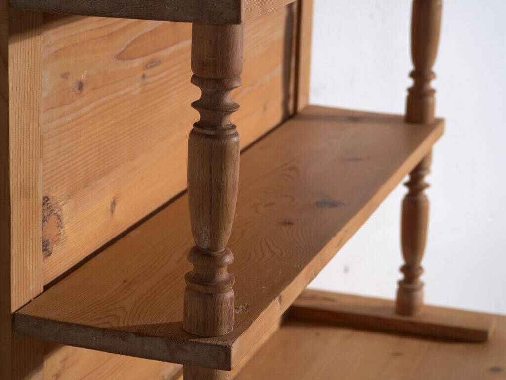 Antique pine dresser – European rustic furniture with shelves – circa 1940
