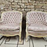 Pair of 1960s silk bergère armchairs
