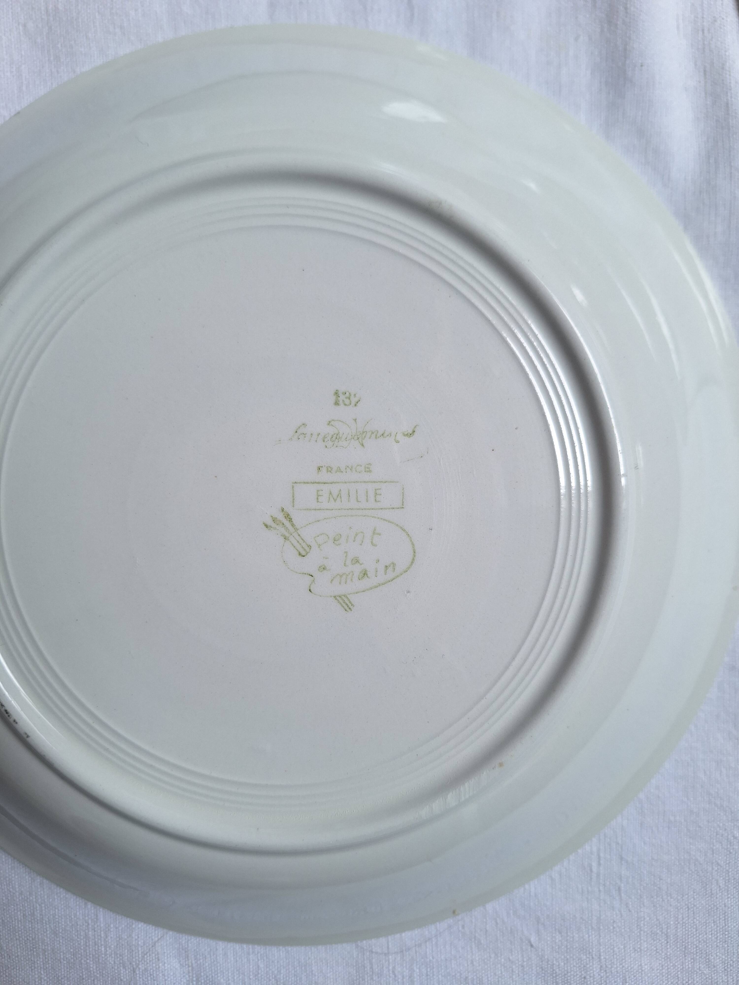 Deep plates / Salad plates with flower design, Sarreguemines model Emilie