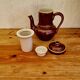 Cafetière en céramique marron vintage