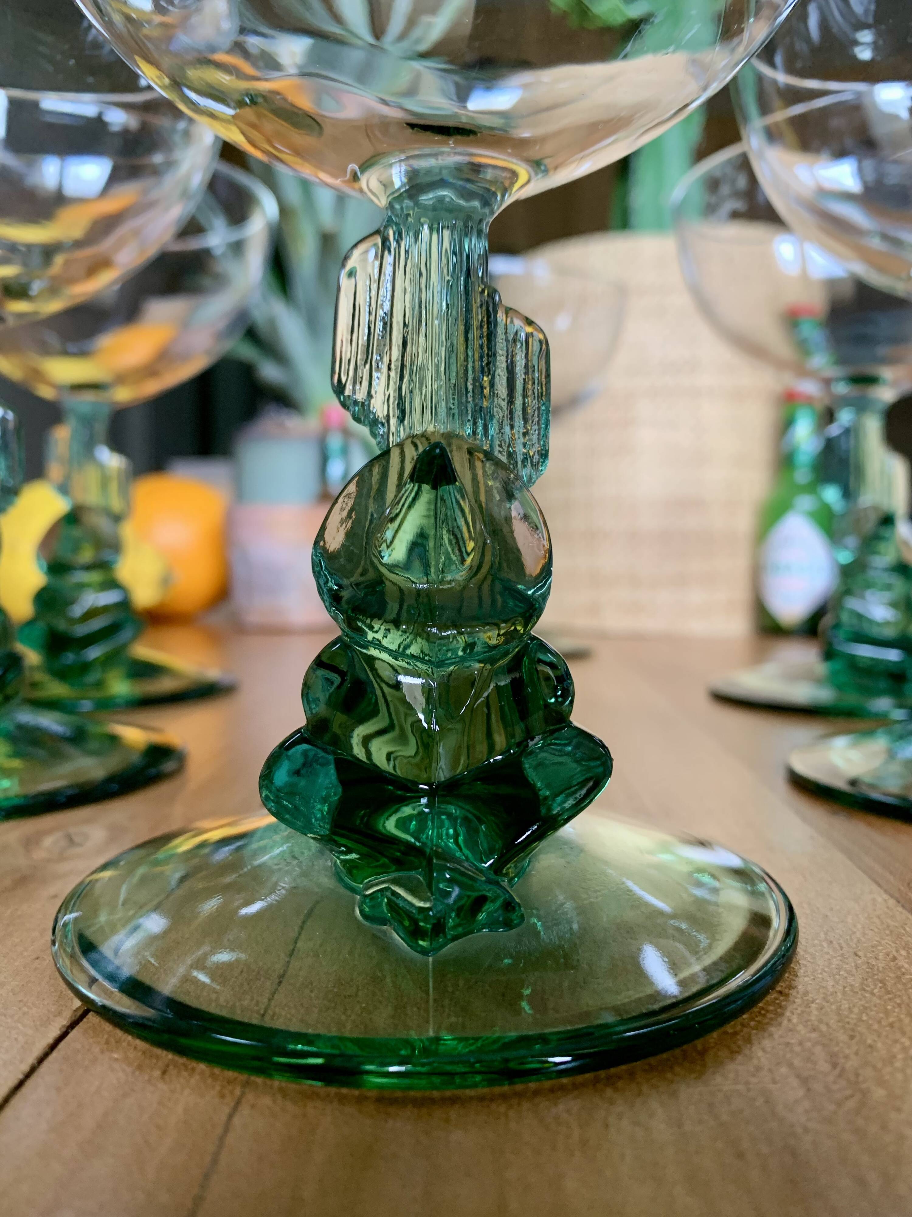 RARE LOT OF 6 LUMINARC “SIESTA” VINTAGE COCKTAIL GLASSES – CACTUS & MEXICAN