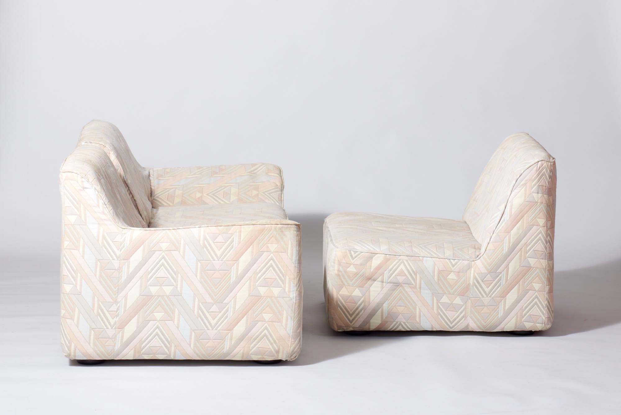 Vintage post-modern three-seater modular sofa