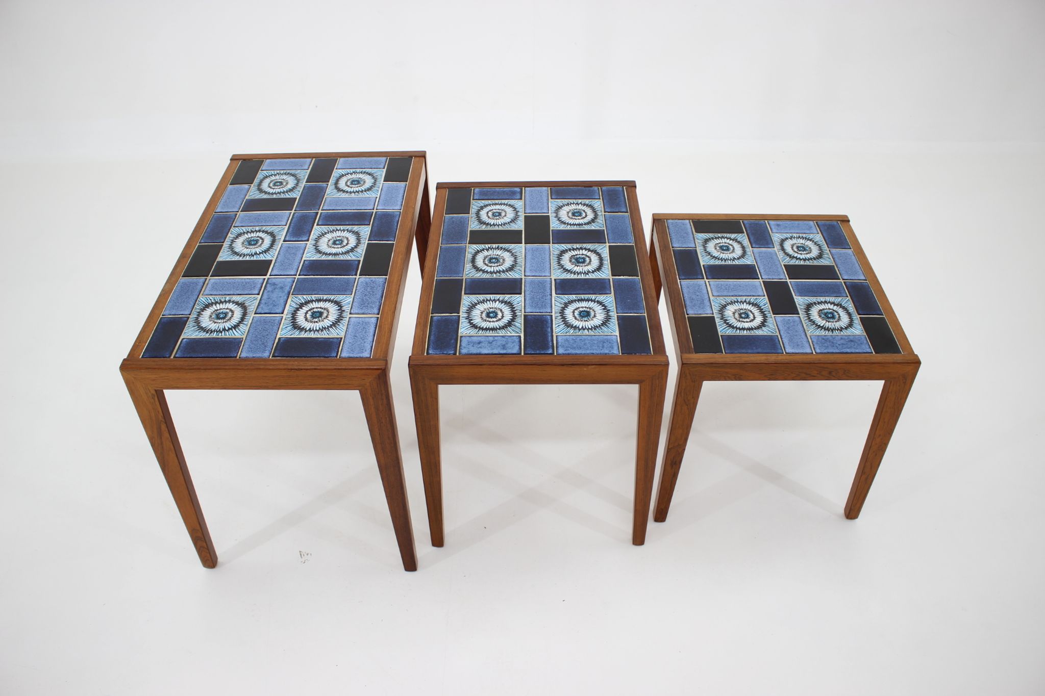 1960s nesting ceramic tile tables, Denmark