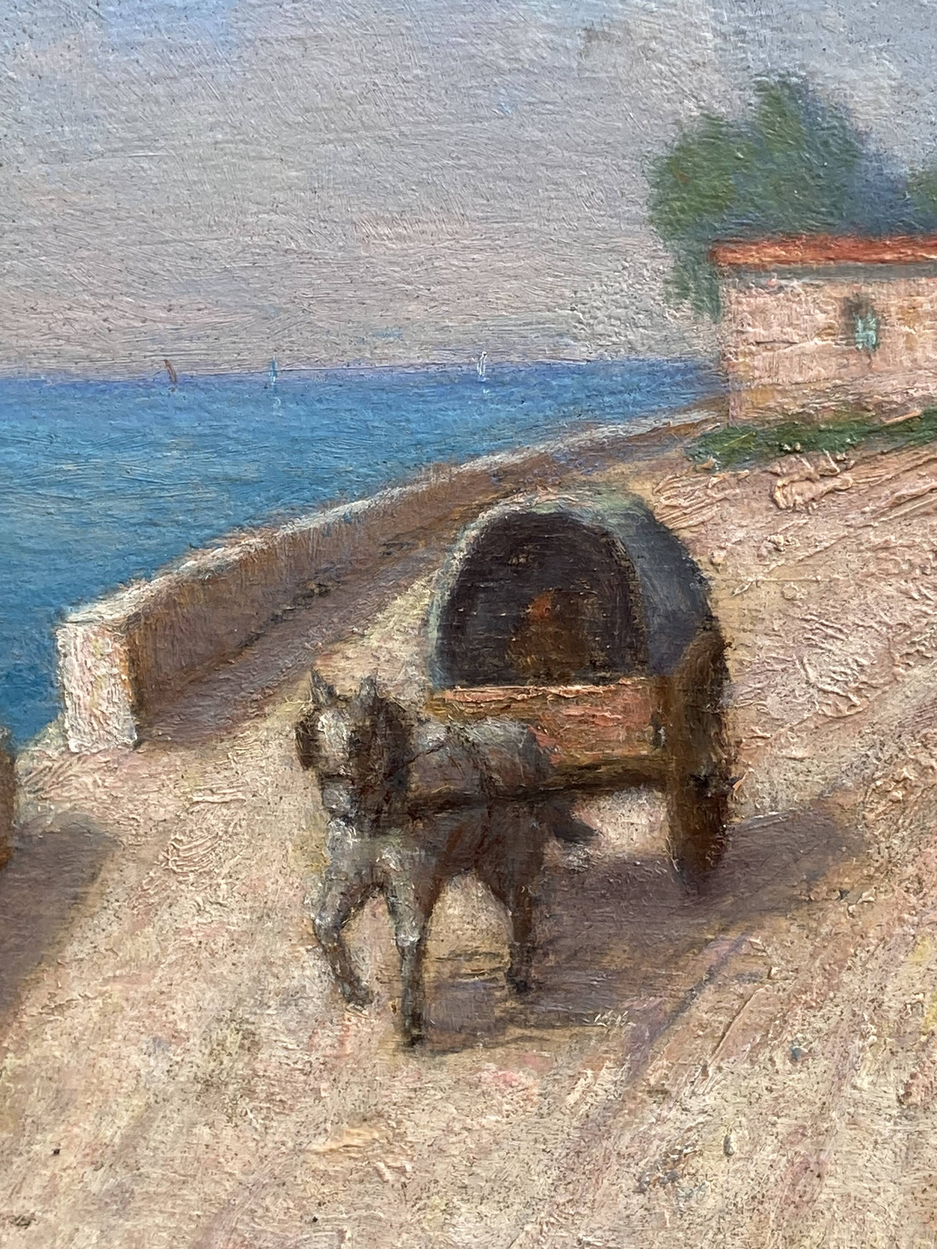 French School of the 20th century, Mediterranean seaside, oil on panel
