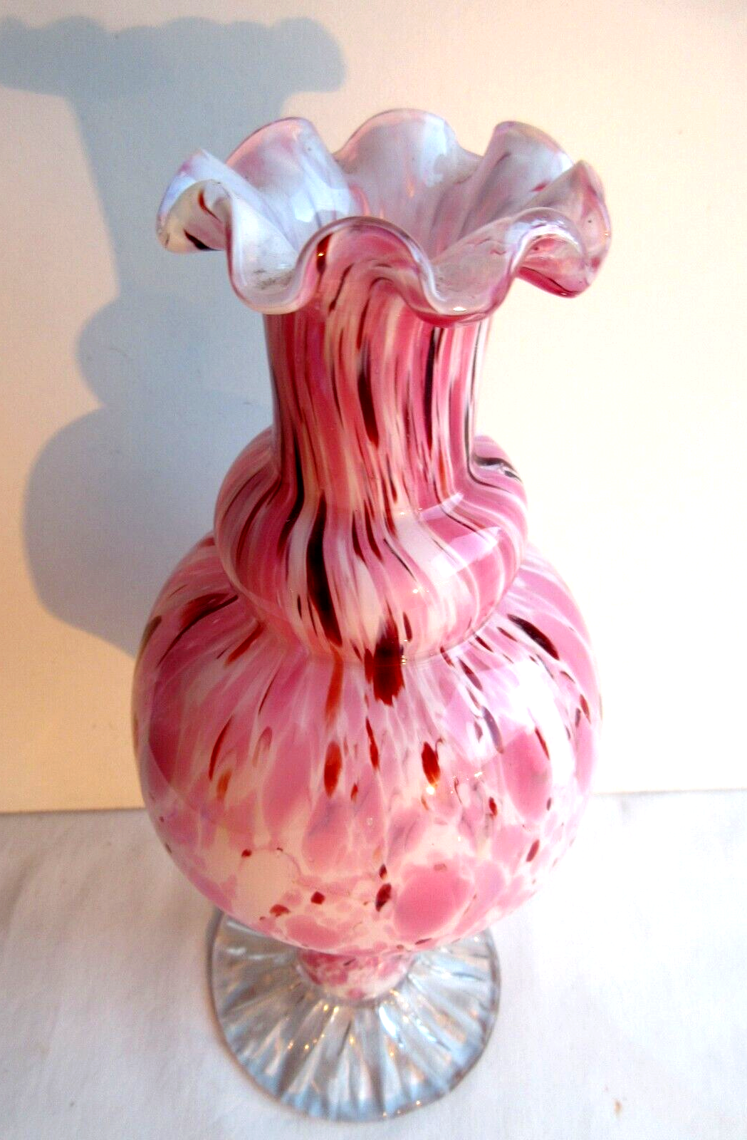 Art deco baluster vase, blood-red speckled Clichy glass