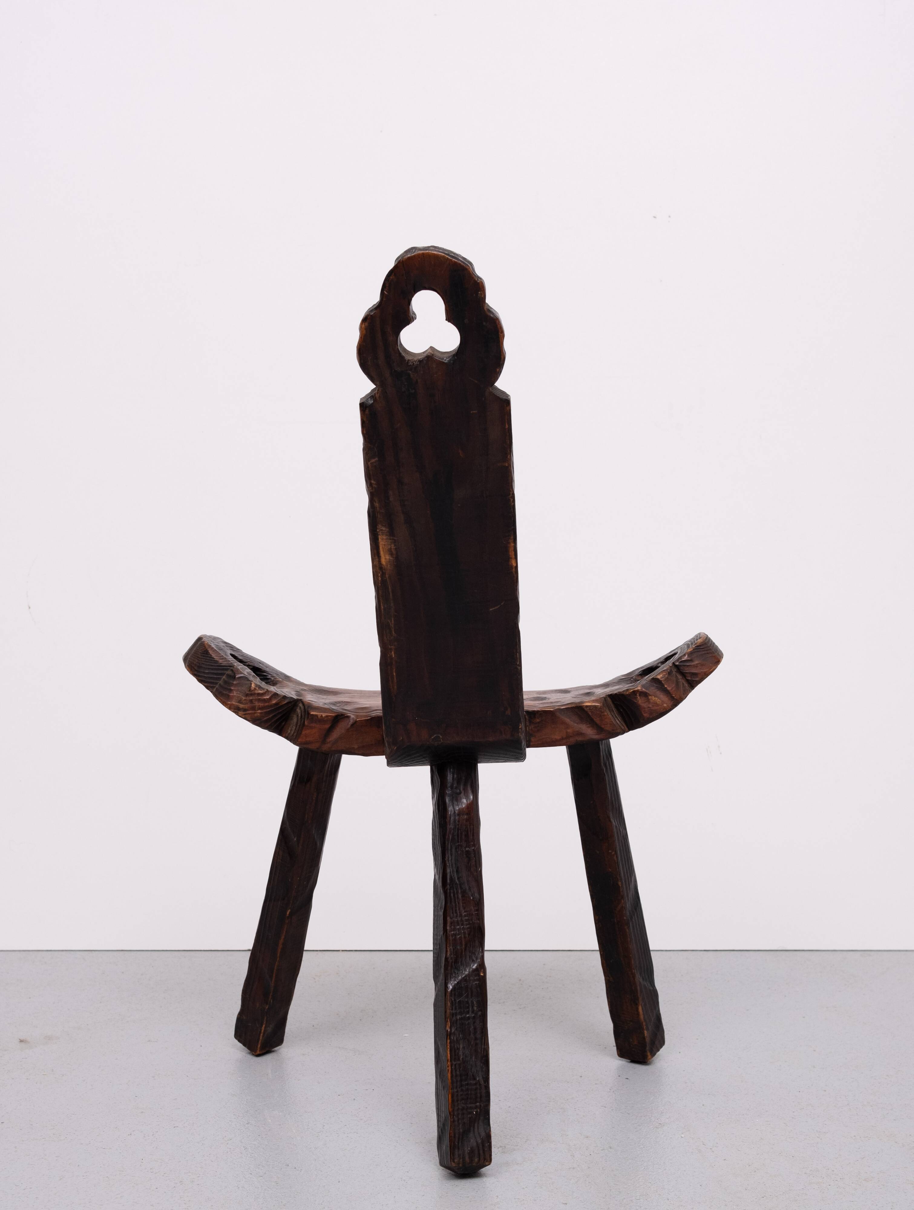 Brutalist tripod Spanish stool 1950s