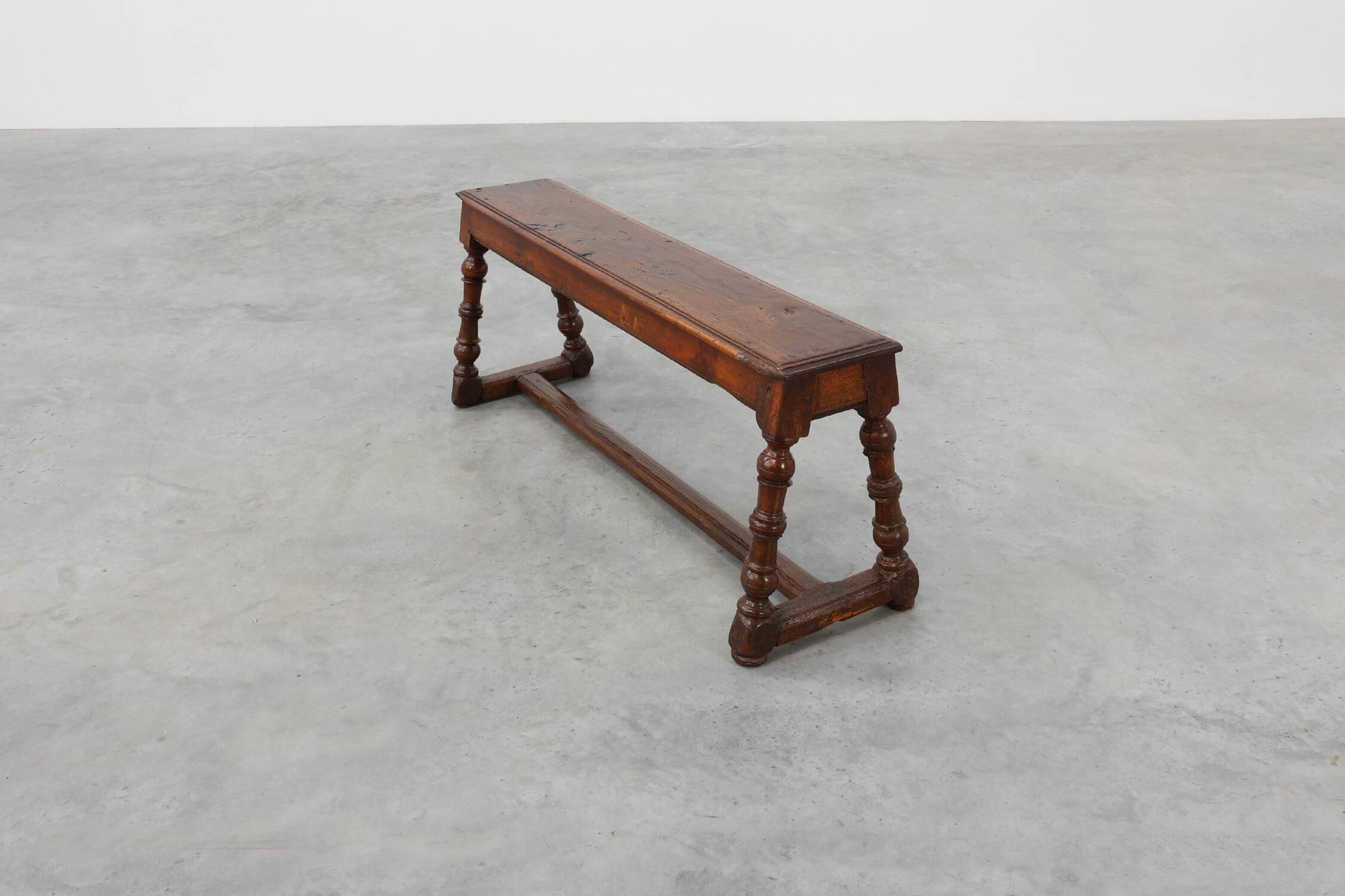 Antique English oak farmhouse bench, UK ca. 1850