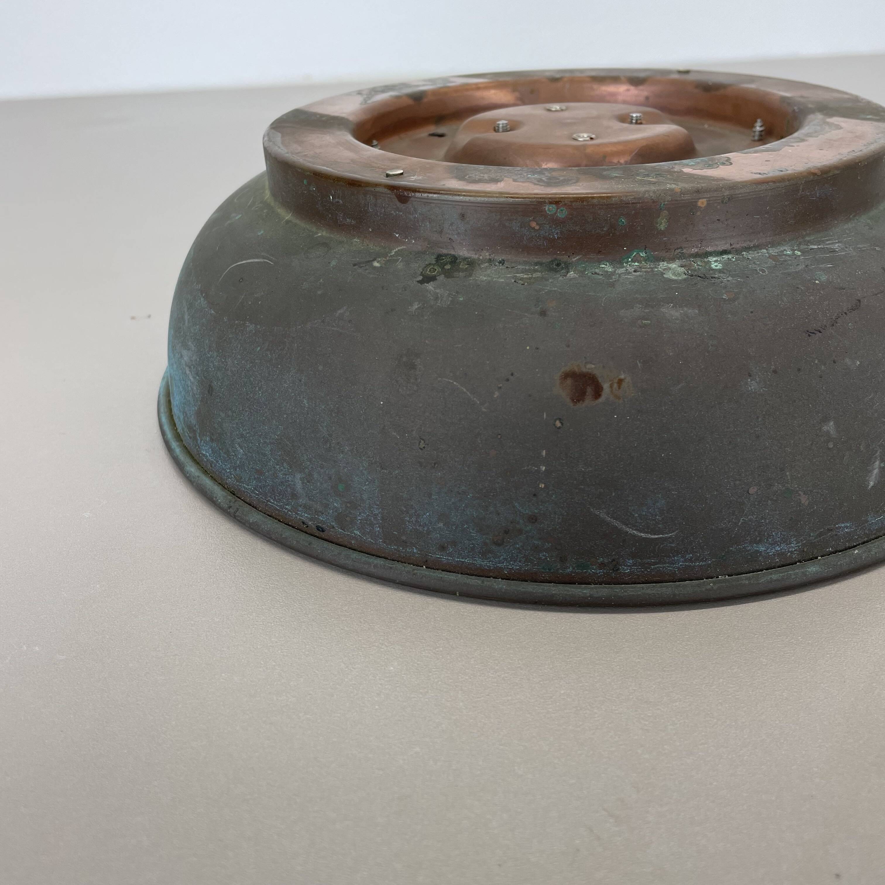 Unique brutalist boom copper and glass wall light by bega lights, germany, 1980s