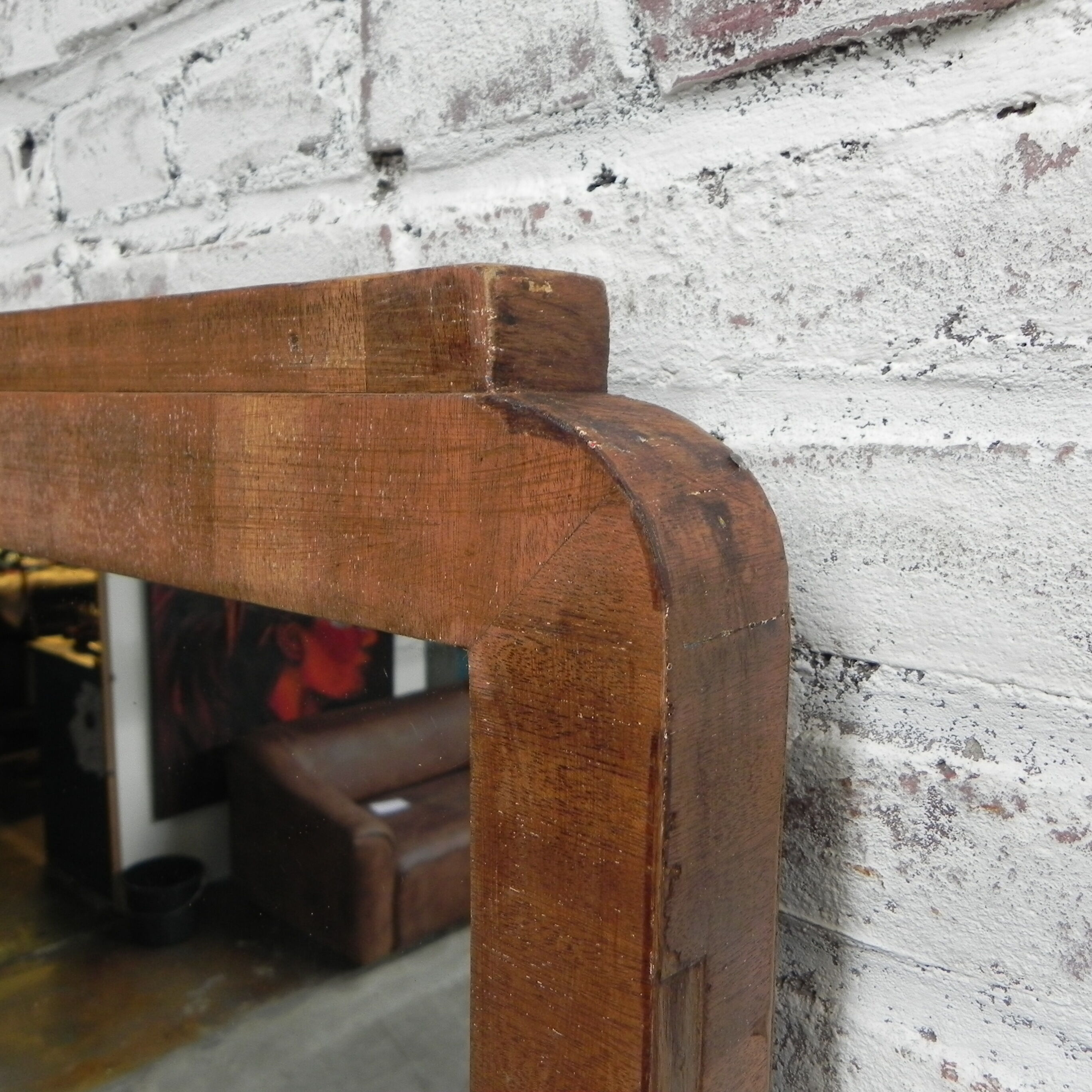 Standing art deco mirror in mahogany frame