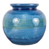 Glazed terracotta vase Rimini Blue by Aldo Londi for Bitossi, Italy, 1960.