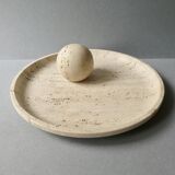Large cup and its sphere, in travertine, 1970s