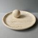 Large cup and its sphere, in travertine, 1970s