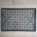 Set of 3 black wrought iron side tables with gold-coloured accents, 1950s