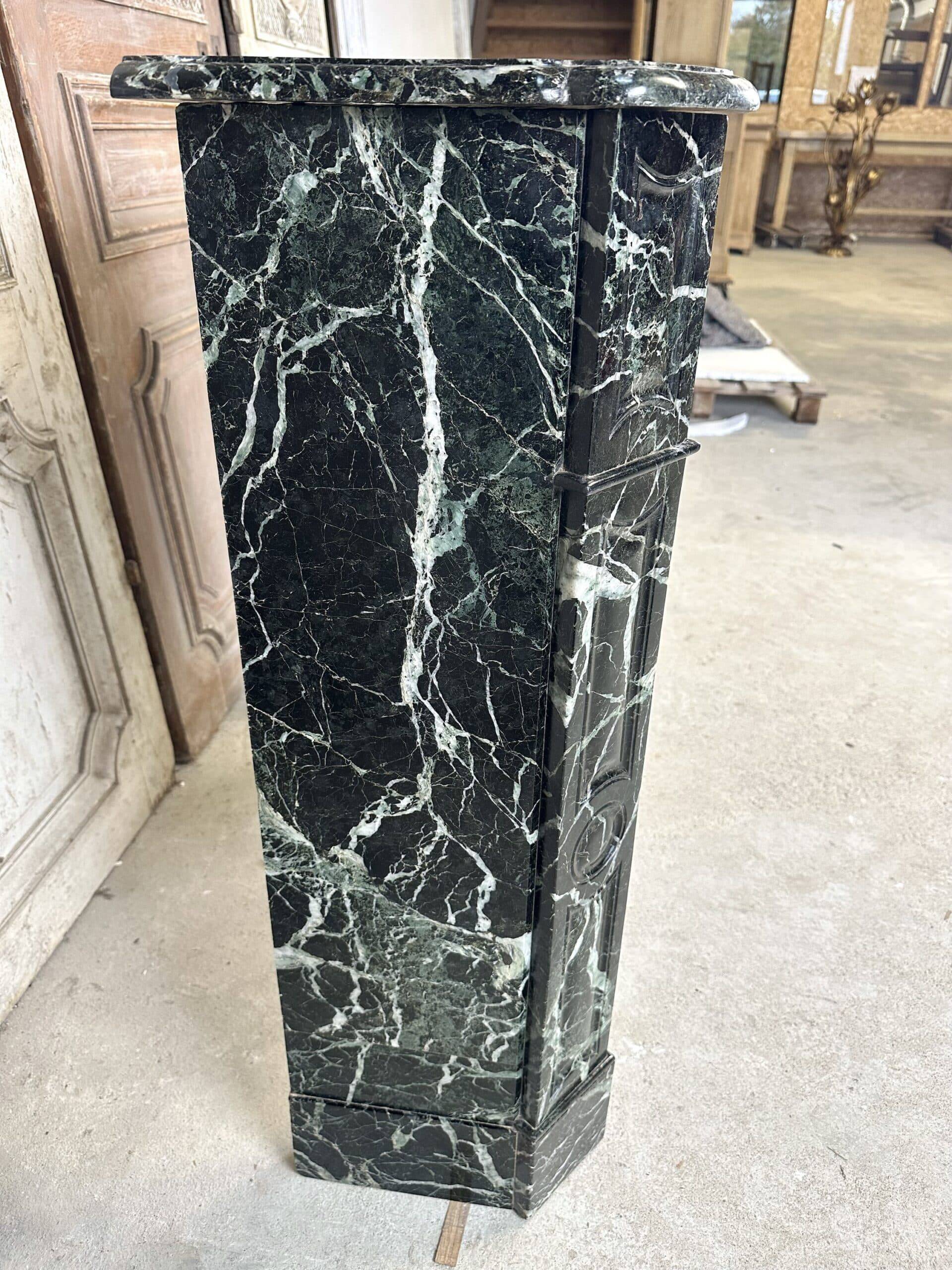 Louis XV style fireplace in green marble, 1900s