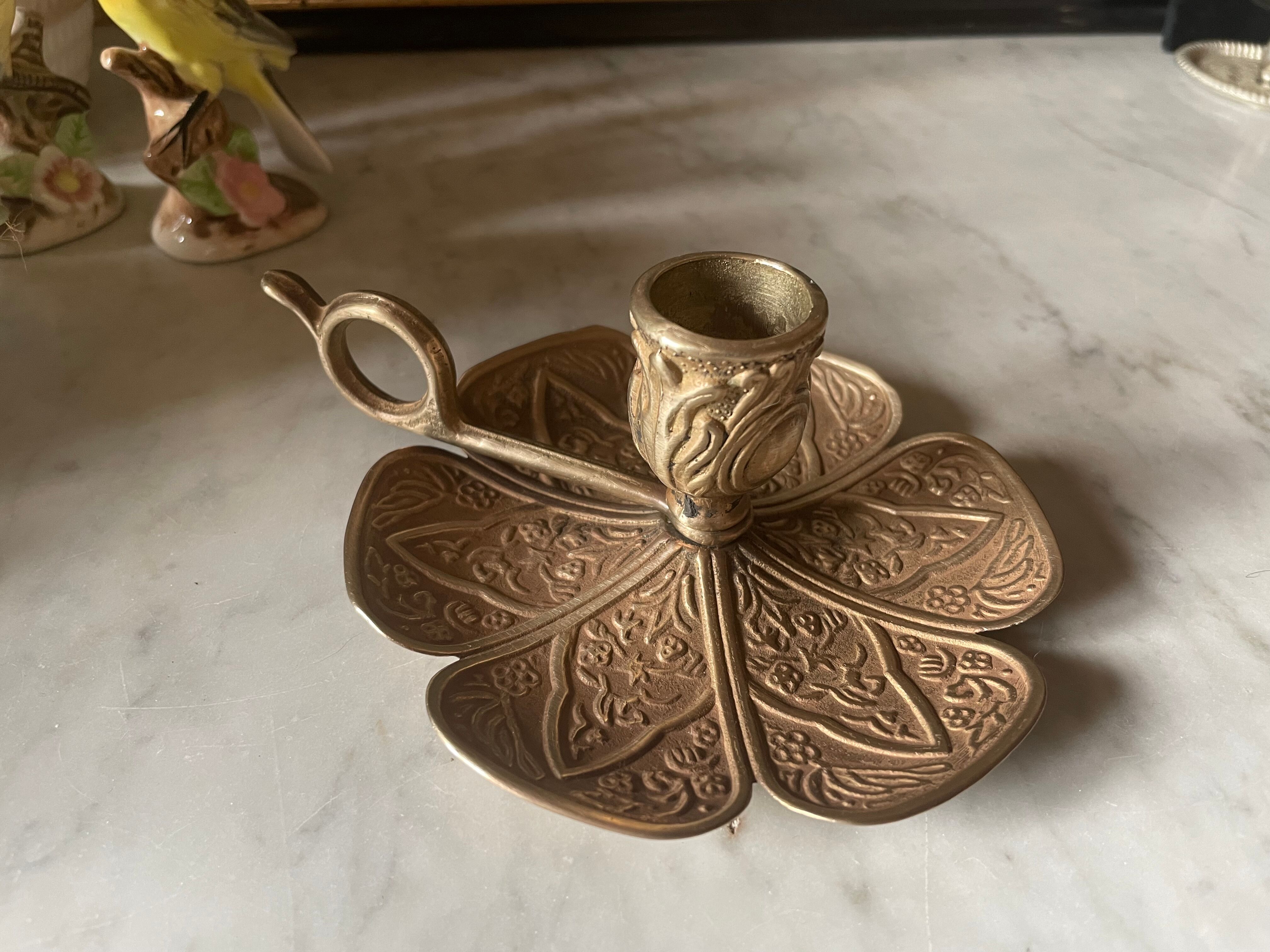 Brass flower candle holder