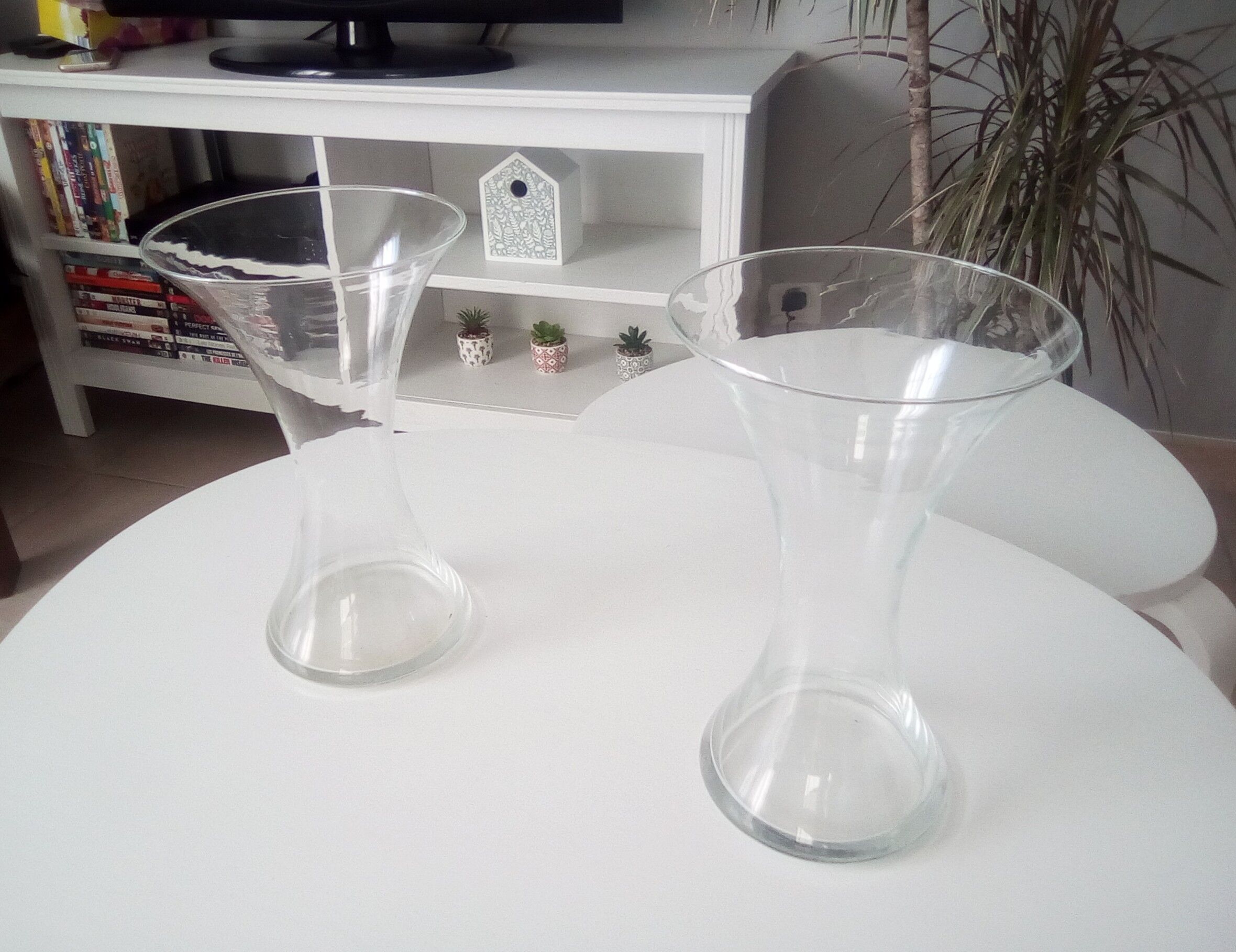 Pair of transparent glass vase