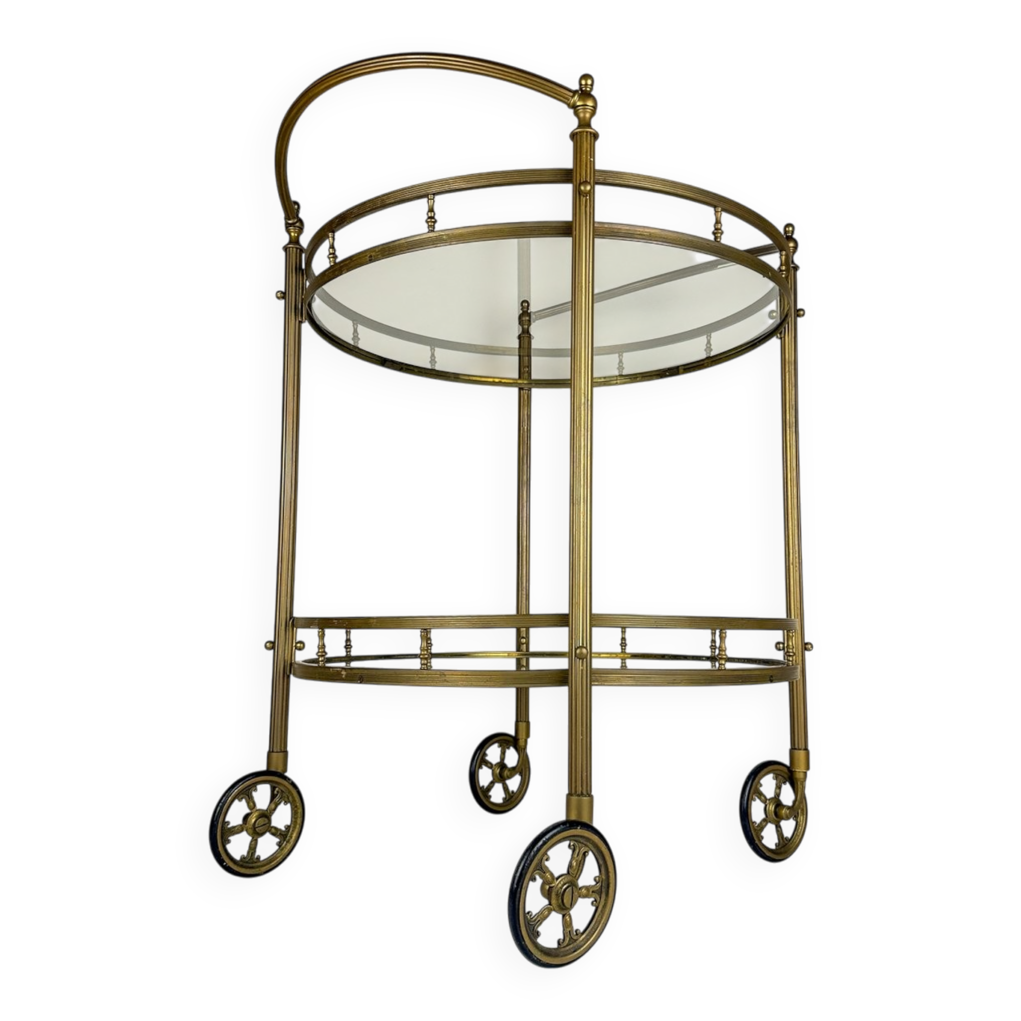 Vintage French brass bar cart, 1950s