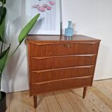 Small mid-century modern chest of drawers with four drawers – Scandinavian design in teak, 1960s