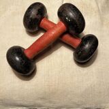 Pair of dumbbells, 2kg x 2, anni 30-40, cast iron and wood