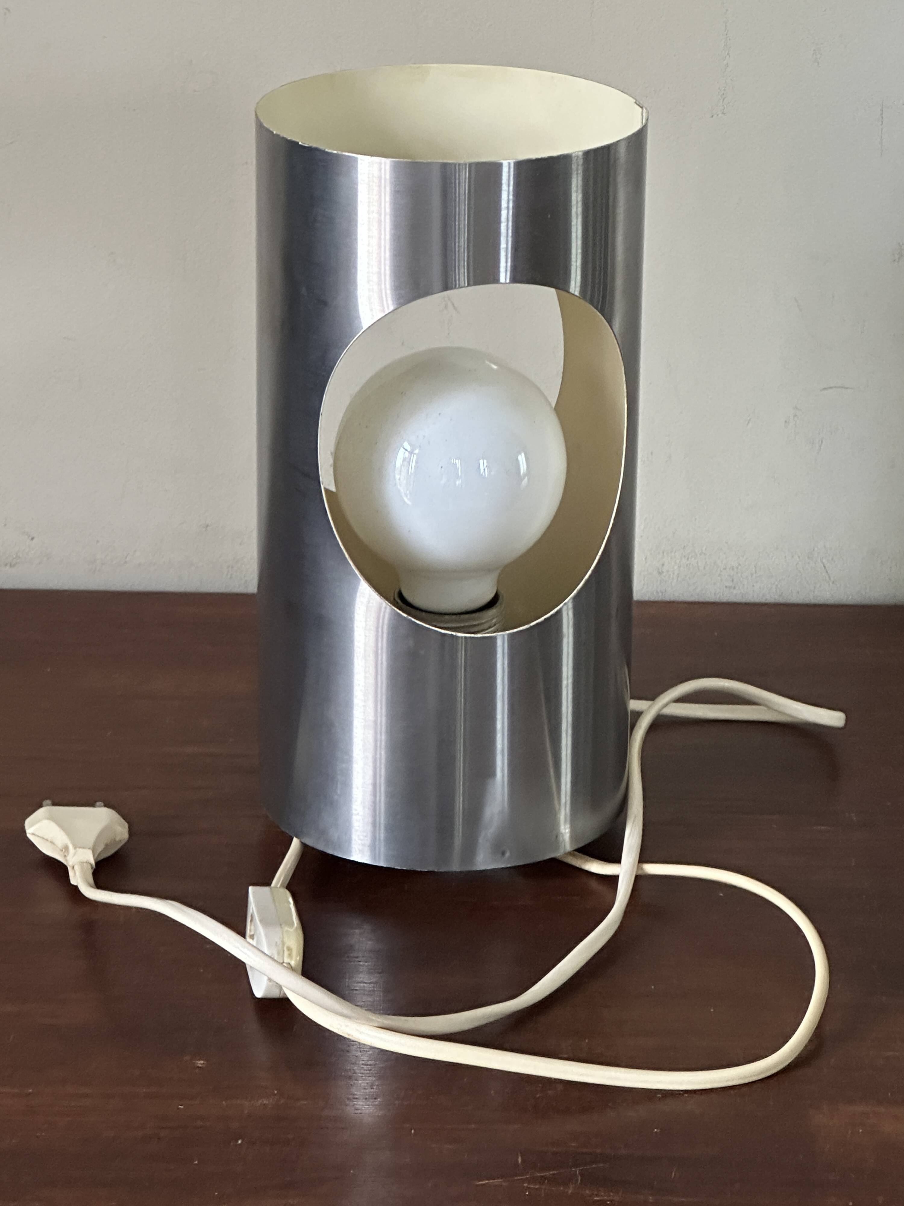 Vintage tube stainless steel lamp, 70s design