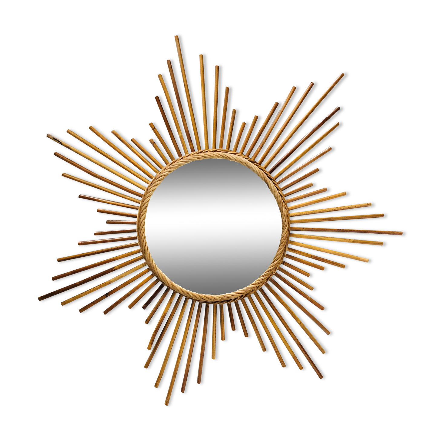 Miroir soleil en rotin