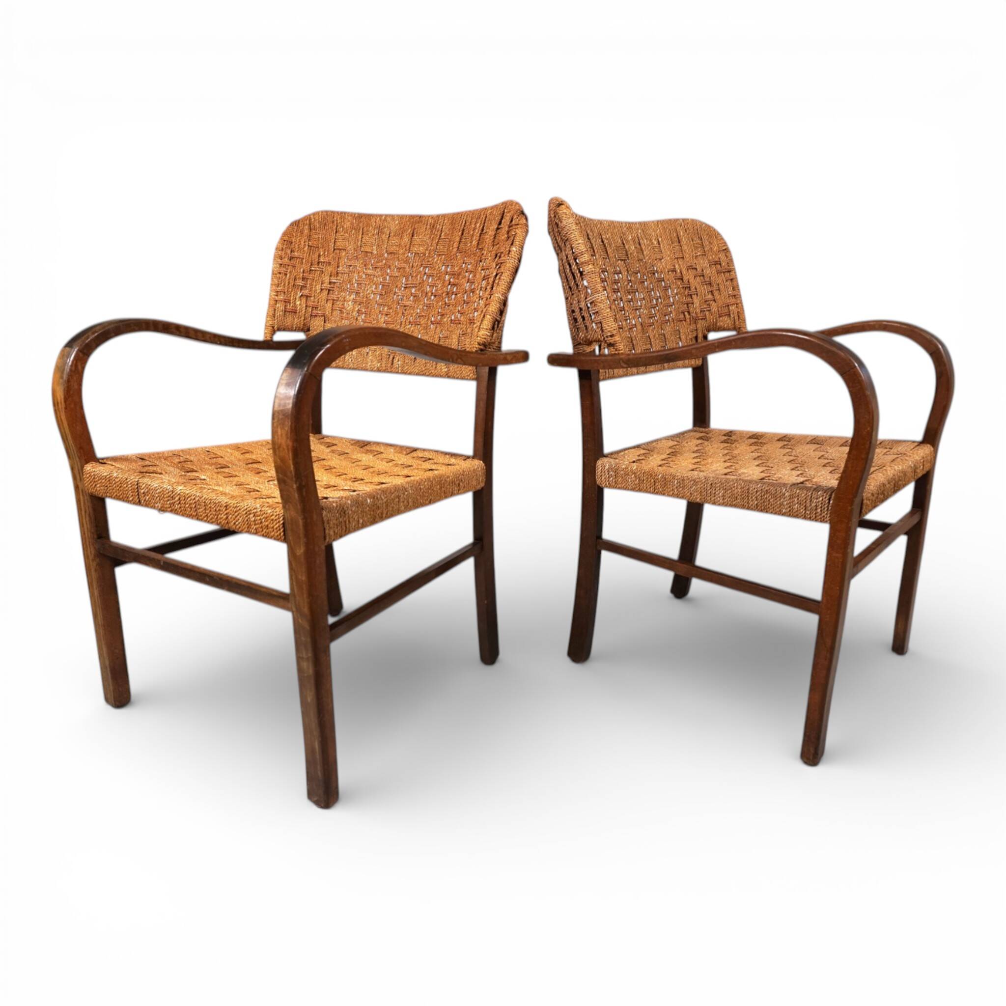 Set of 2 Bauhaus rope-weave chairs by Erich Dieckmann, 1930