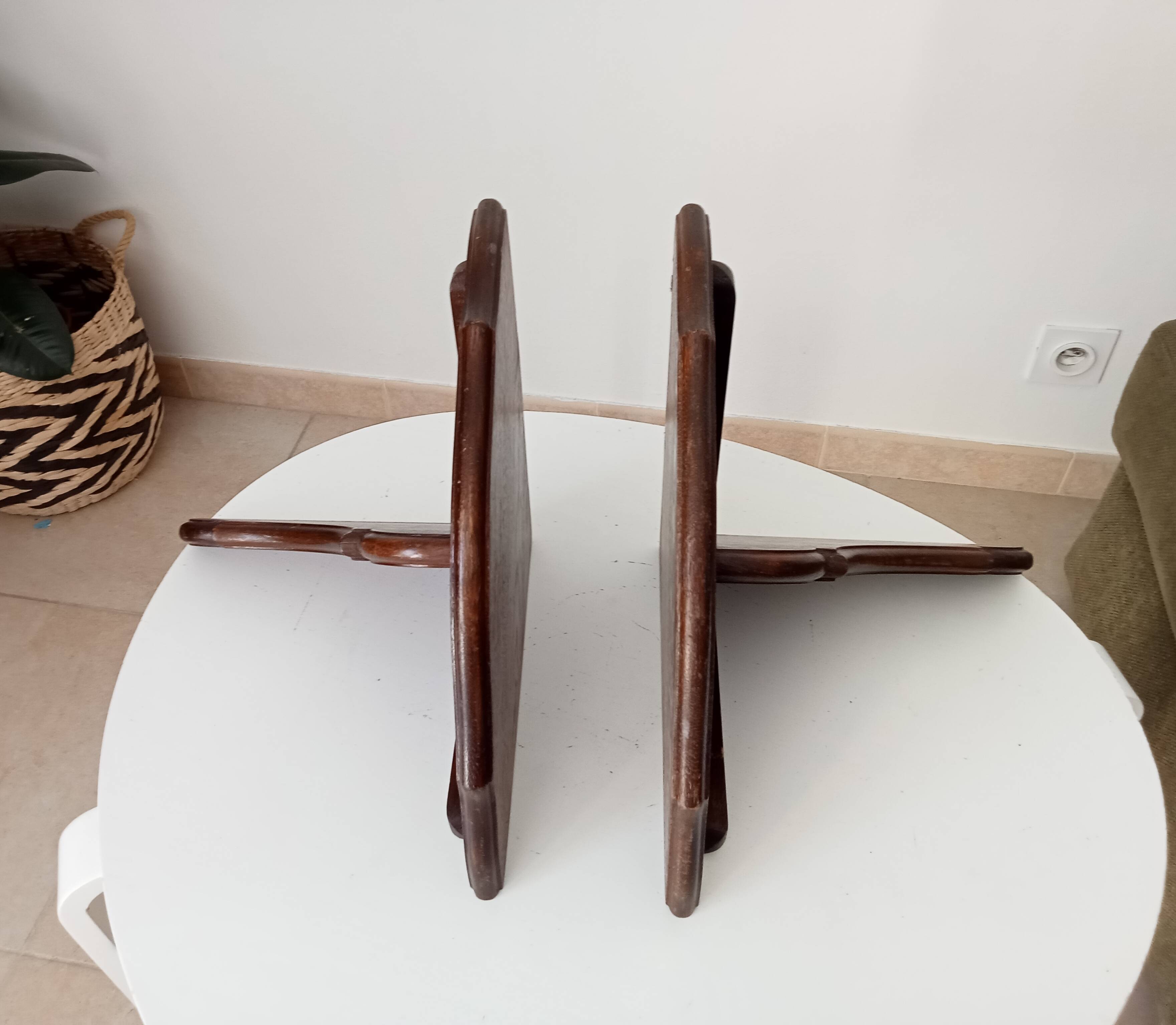 Pair of antique solid oak shelves