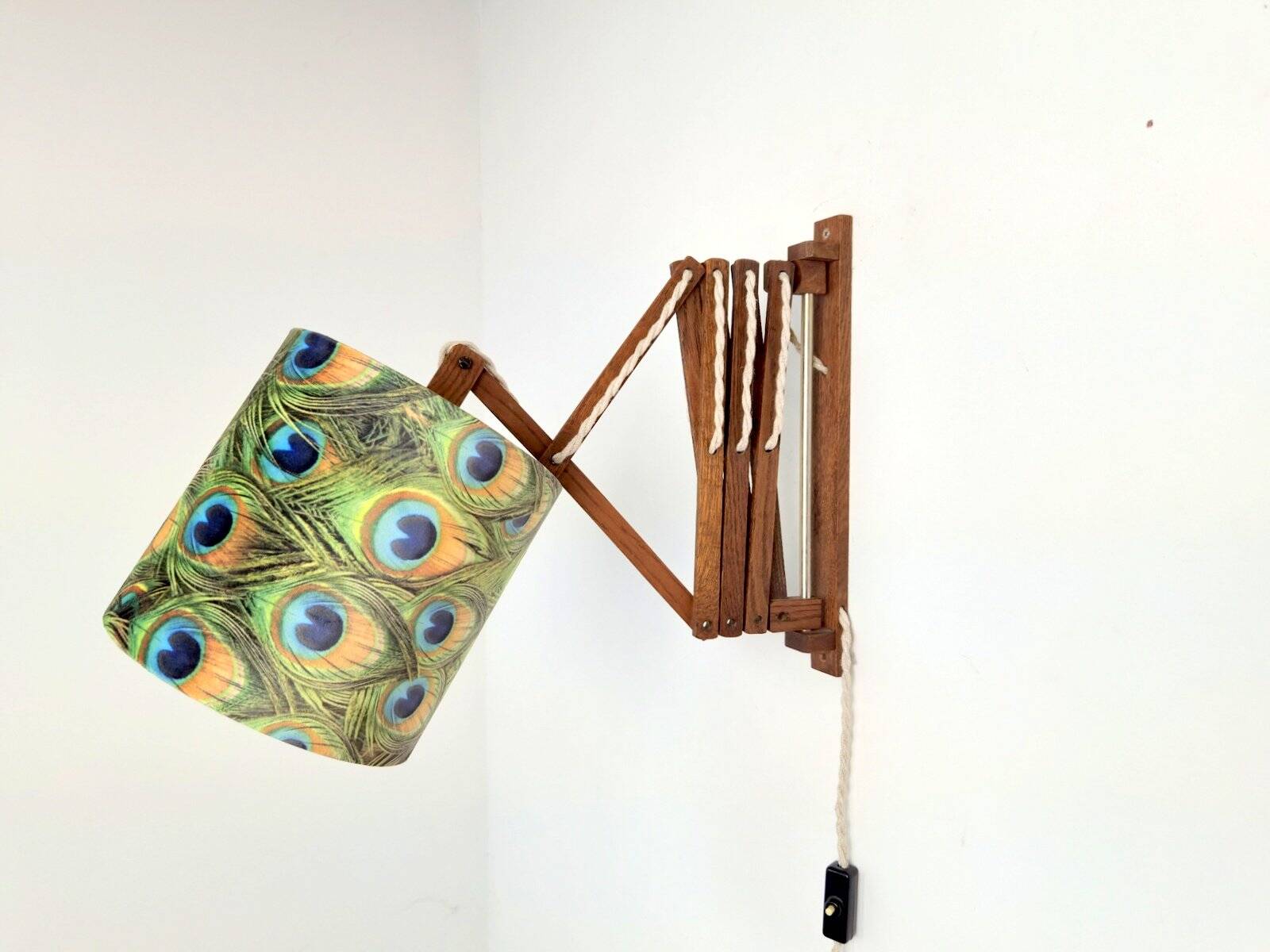 Scandinavian Teak Scissor Wall Lamp, 1950s